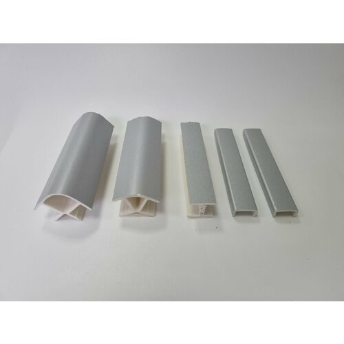 Комплект для цоколя высота 100мм, Цвет Алюминий, Заглушка торцевая 2 шт, угол 90гр. 1шт, угол 135гр. 1шт, соединение Н-обр. 1