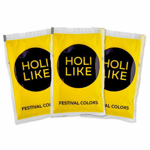 фото Краска холи (holi) 3 пак, желтая, для фестивалей, праздников и детских дней рождения holi like