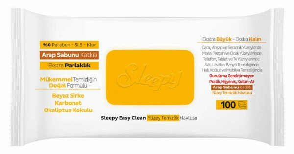 Салфетки для очистки поверхностей Sleepy Easy Clean с травяным мыло 100шт.
