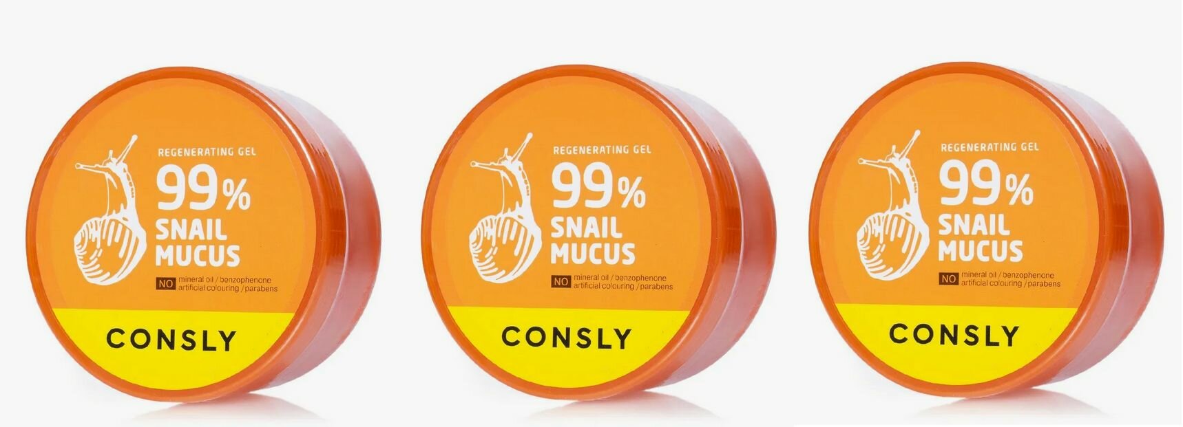 CONSLY Гель восстанавливающий с муцином улитки Snail Mucus Regenerating Gel, 300мл - 3 штуки