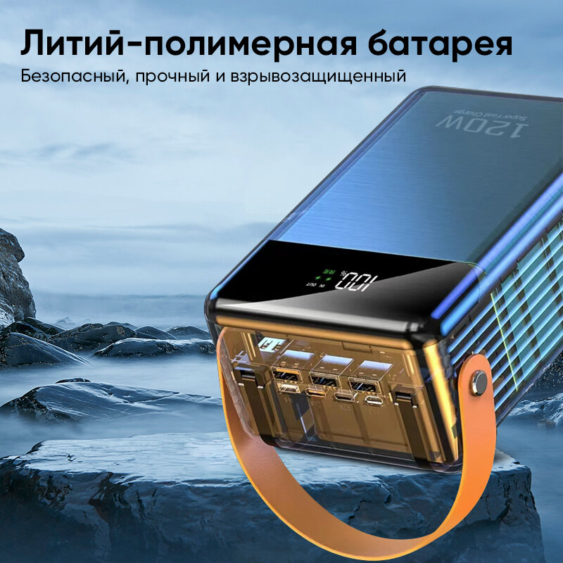 Повербанк с беспроводной зарядкой 160000 mAh, портативный внешний аккумулятор мощностью 120вт, портативная зарядная станция/ электростанция, уличный мобильный источник питания большой емкости, источник питания для прямой трансляции на открытом воздухе