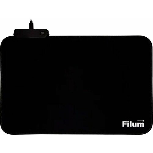 Коврик для мыши Filum FL-MPL-M-GAME черный подсветка оверлок размер M- 3502504 мм тканьрезина 696₽