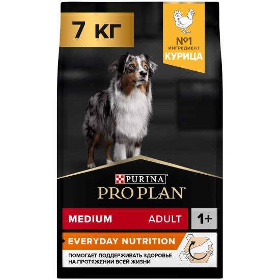 Корм сухой для собак средних пород Pro Plan Medium Adult с курицей 7 кг
