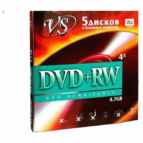 Vs Диск DVD+RW 4,7 GB 4x конверт 5 620588 диск bd rmirex25gb 4x 2 шт