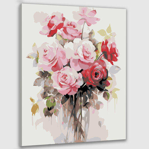 Картина по номерам 50х40 Розы в дар картина по номерам две картинки raduga хрустальная ваза с букетом ярких и красочных роз