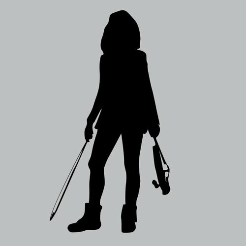 Наклейка Скрипачка, черный, 11 х 20 см