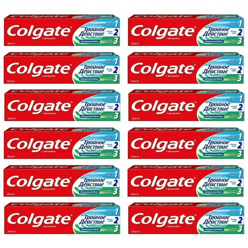 Colgate Зубная паста Тройное действие 50 мл, 12 шт зубная паста colgate тройное действие 100 мл 12 шт