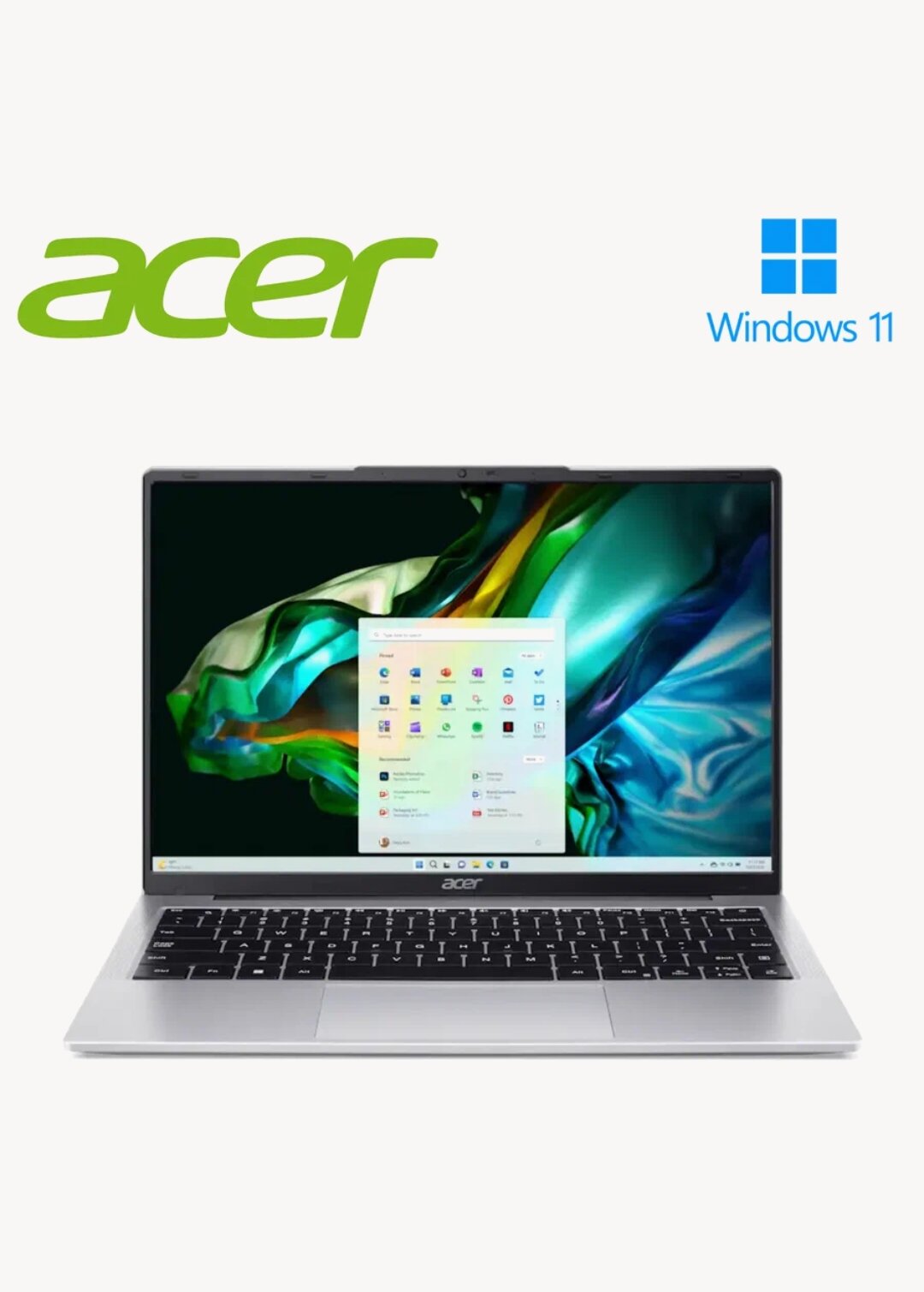 14" Ноутбук Acer Aspire Lite 14  Intel Processor N100 (2.1 ГГц) RAM 16 ГБ DDR5 SSD 512 ГБ Intel UHD Graphic Windows 11 Silver Русская раскладка