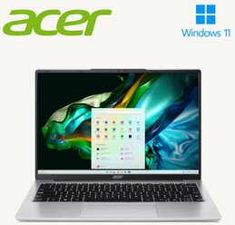 14" Ноутбук Acer Aspire Lite 14, Intel Processor N100 (2.1 ГГц), RAM 8 ГБ DDR5, SSD 512 ГБ, Intel UHD Graphics, Windows 11, Silver, Русская раскладка