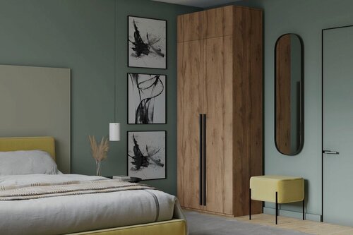 Изображение товара Шкаф распашной МебельЛэнд24 Лорена Пакс - 2 с антресолью Дуб Табачный 80x60x270 для одежды двухдверный