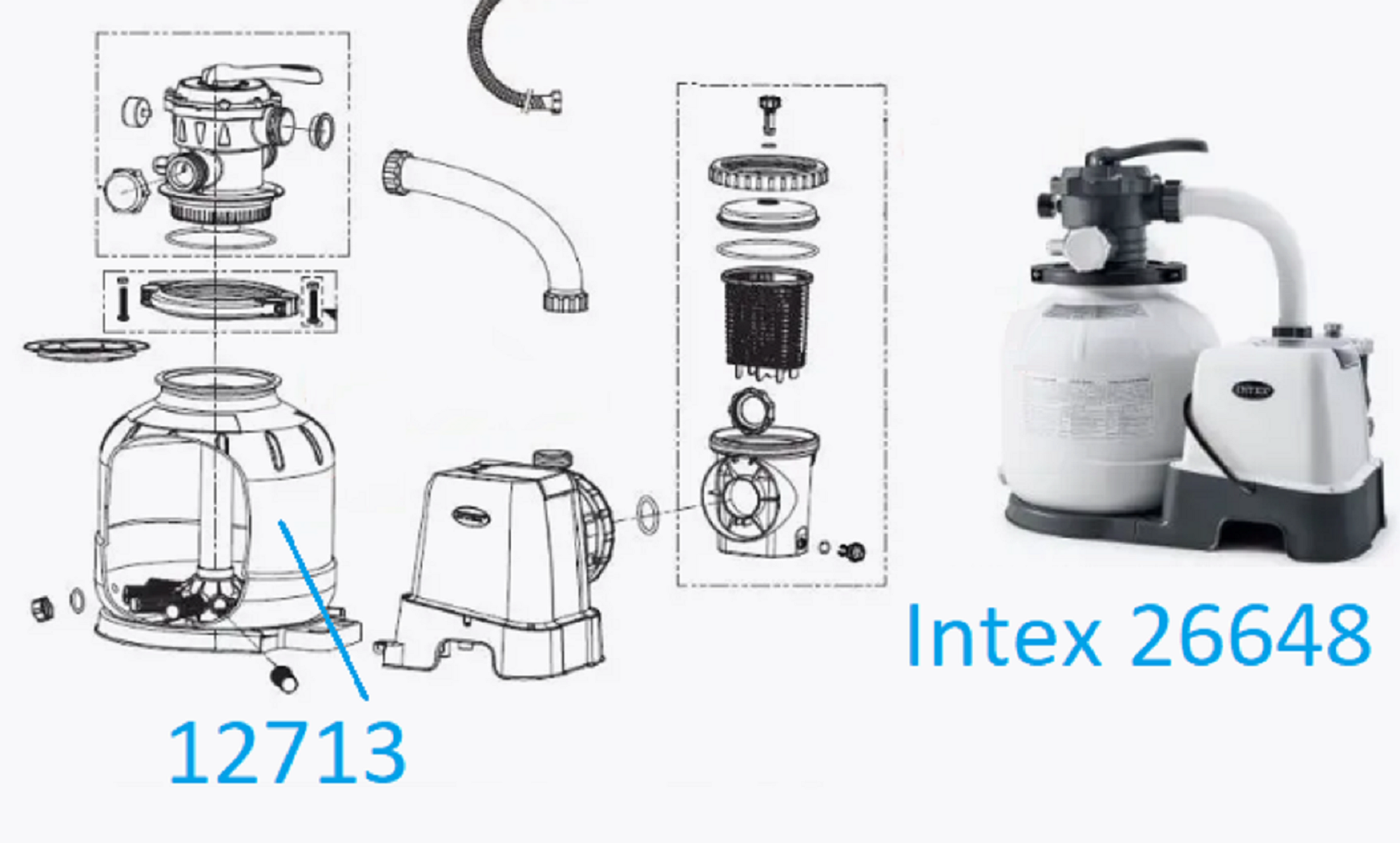 Бак для песка фильтр насоса 8 m3 SF70220-2 Intex 12713 - фотография № 4