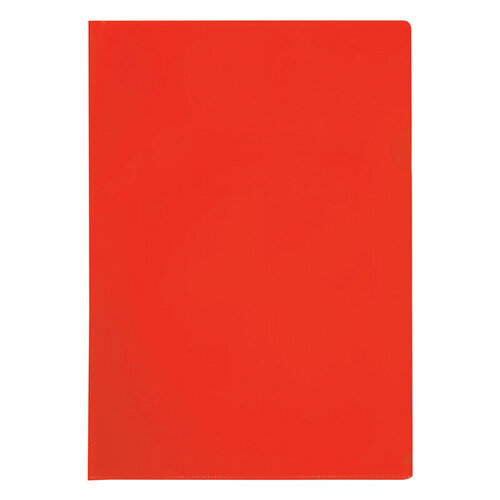Папка-уголок OfficeSpace А4, 100мкм, пластик, прозрачная красная (60 шт)