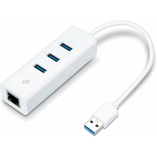 Концентратор TP-LINK UE330 Сетевой адаптер USB 3.0/Gigabit Ethernet c 3-портовым концентратором USB 3.0, 1 разъём USB 3.0, 1 гигабитный порт белый