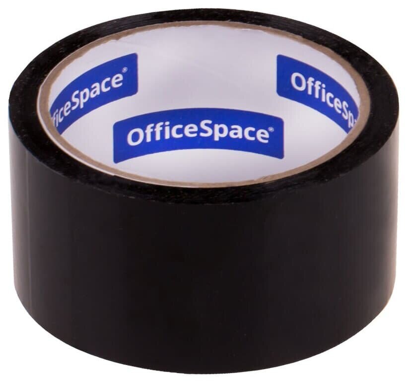 Клейкая лента упаковочная OfficeSpace, 48мм*40м, 45мкм, черная, ШК 256533