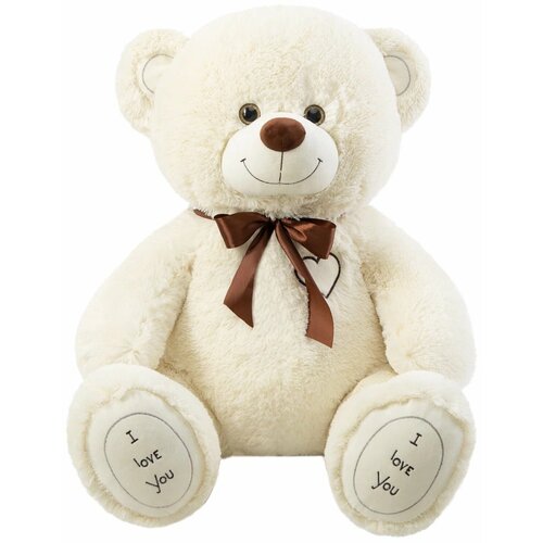 Мягкая игрушка большой плюшевый медведь Купер 120 см, большой плюшевый мишка, подарок девушке, ребенку на день рождение, цвет латте