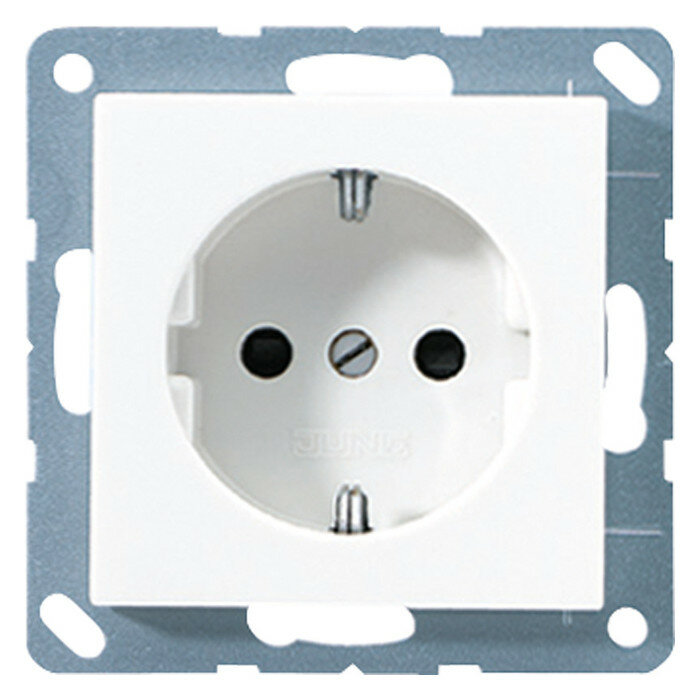 фото Розетка Jung ECO PROFI, скрытый монтаж, с заземлением, белый, EP1420WW