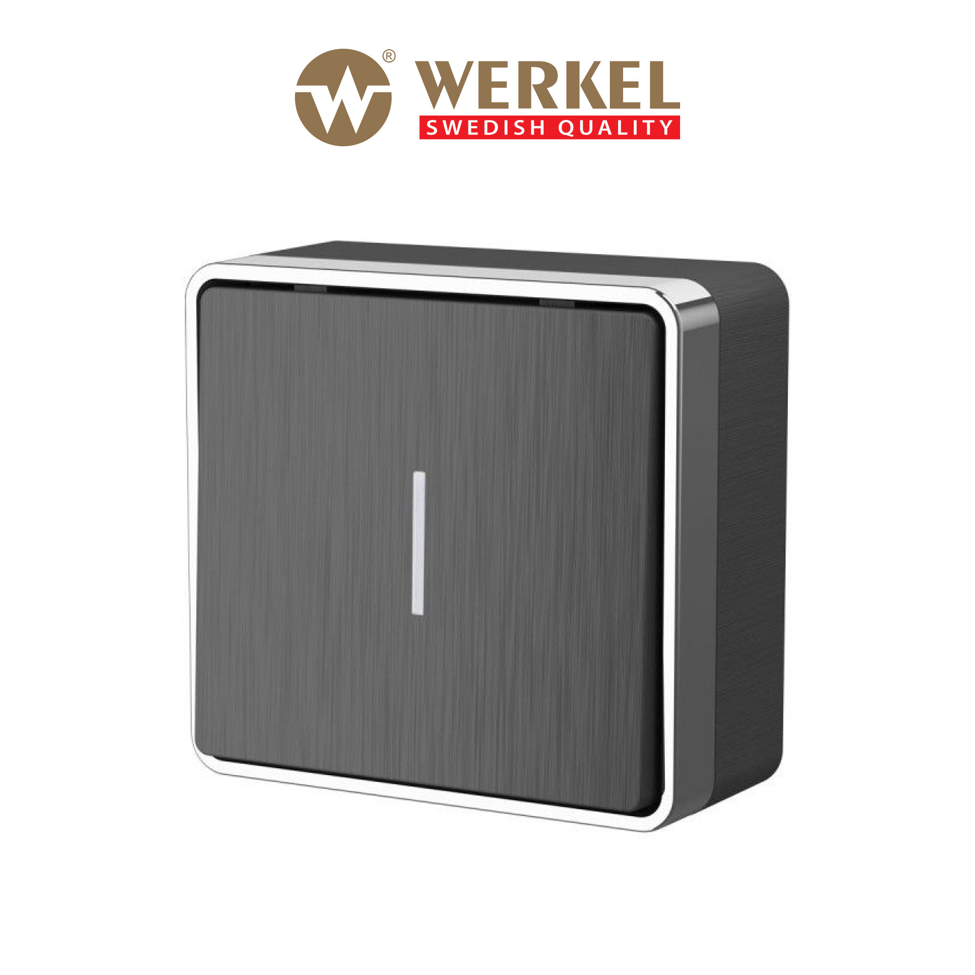 Накладной выключатель одноклавишный с подсветкой Werkel Gallant W5010104 графит рифленый IP20