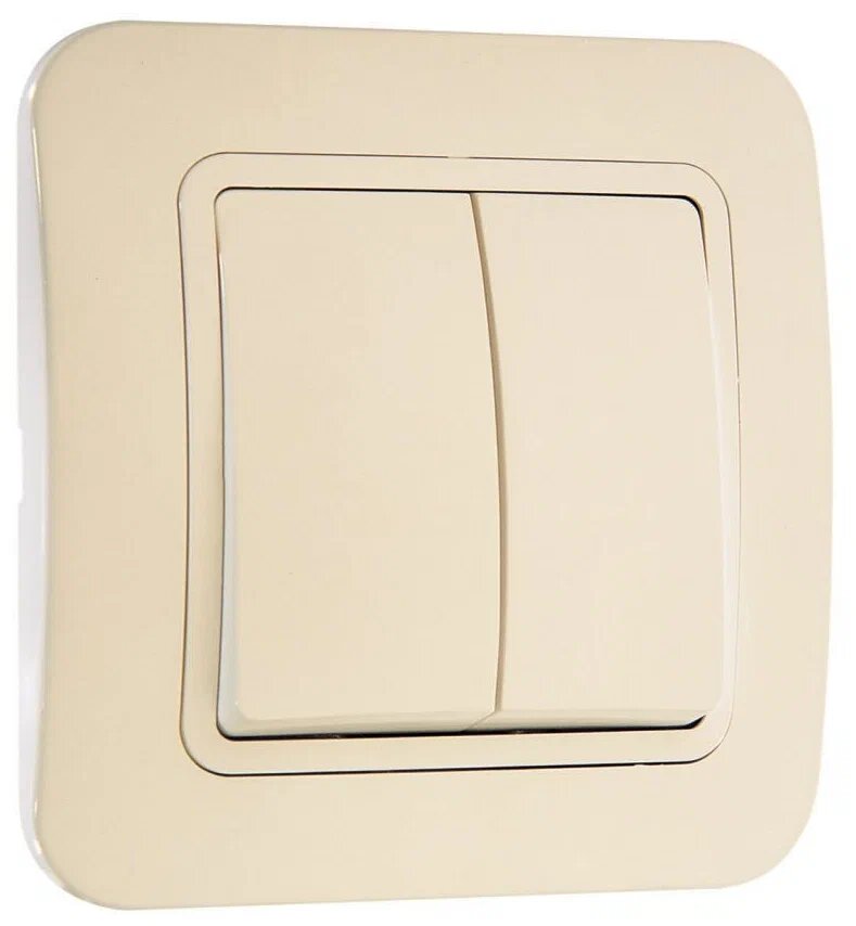 фото Выключатель 2-кл. СП Lillium 10А IP20 без вставки крем. Makel 71203