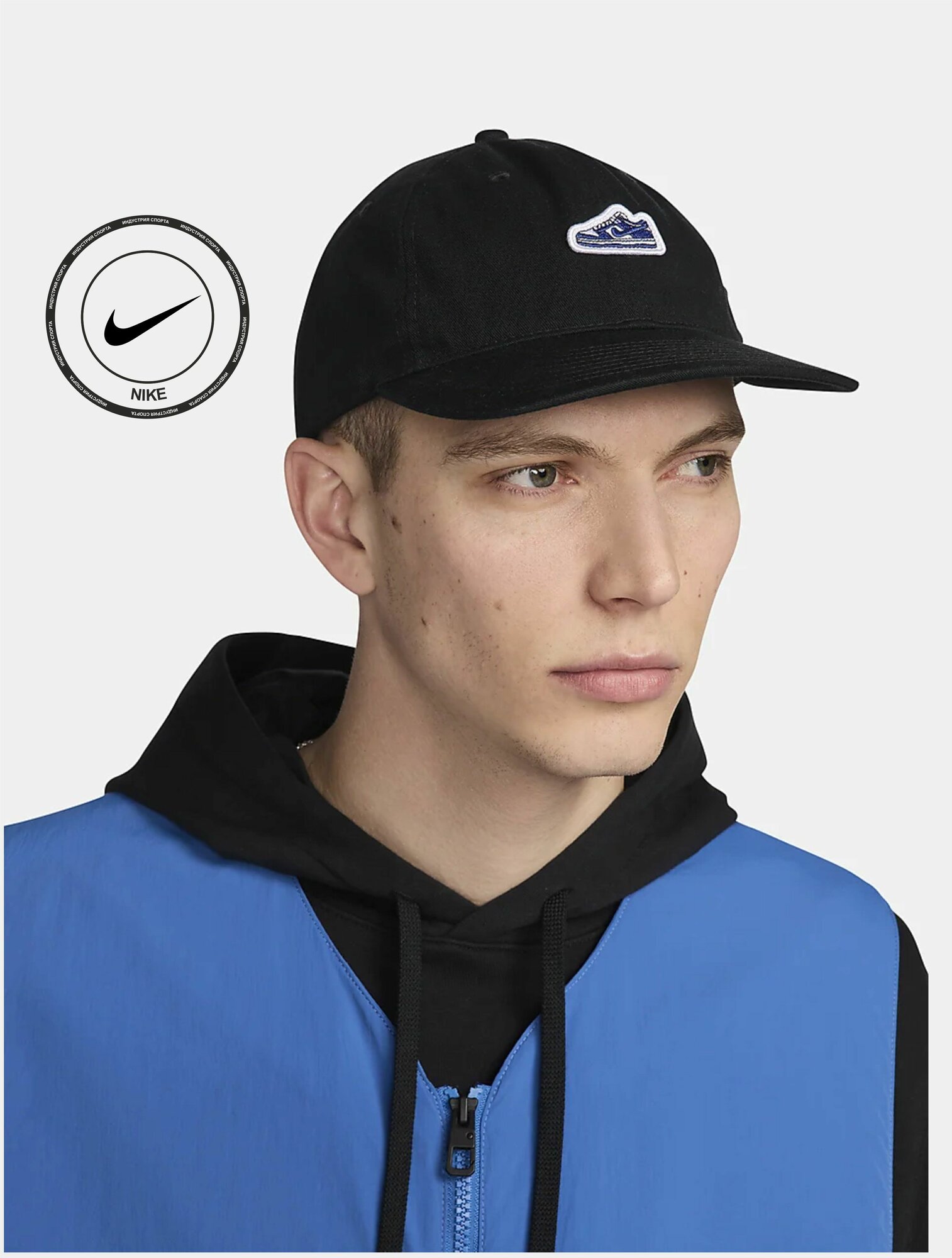 Бейсболка NIKE Club Unstructured Dunk Patch Cap для взрослых и детей, размер M/L, black — фото 1