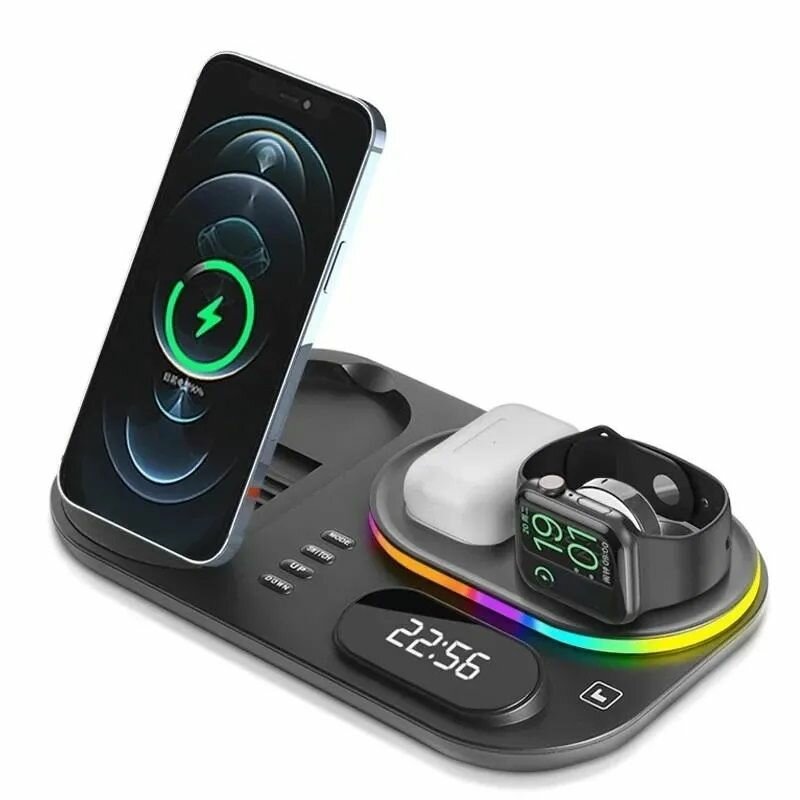 Док станция для смартфонов 4 в 1 беспроводная зарядная станция для телефонов, часов, наушников для apple