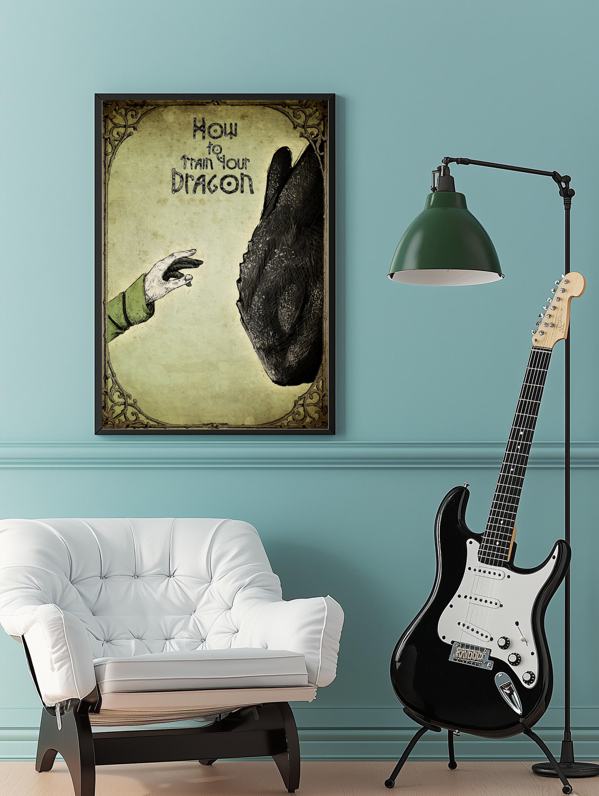 Постер  Как приручить дракона  Винтажный арт  40x60 без рамы