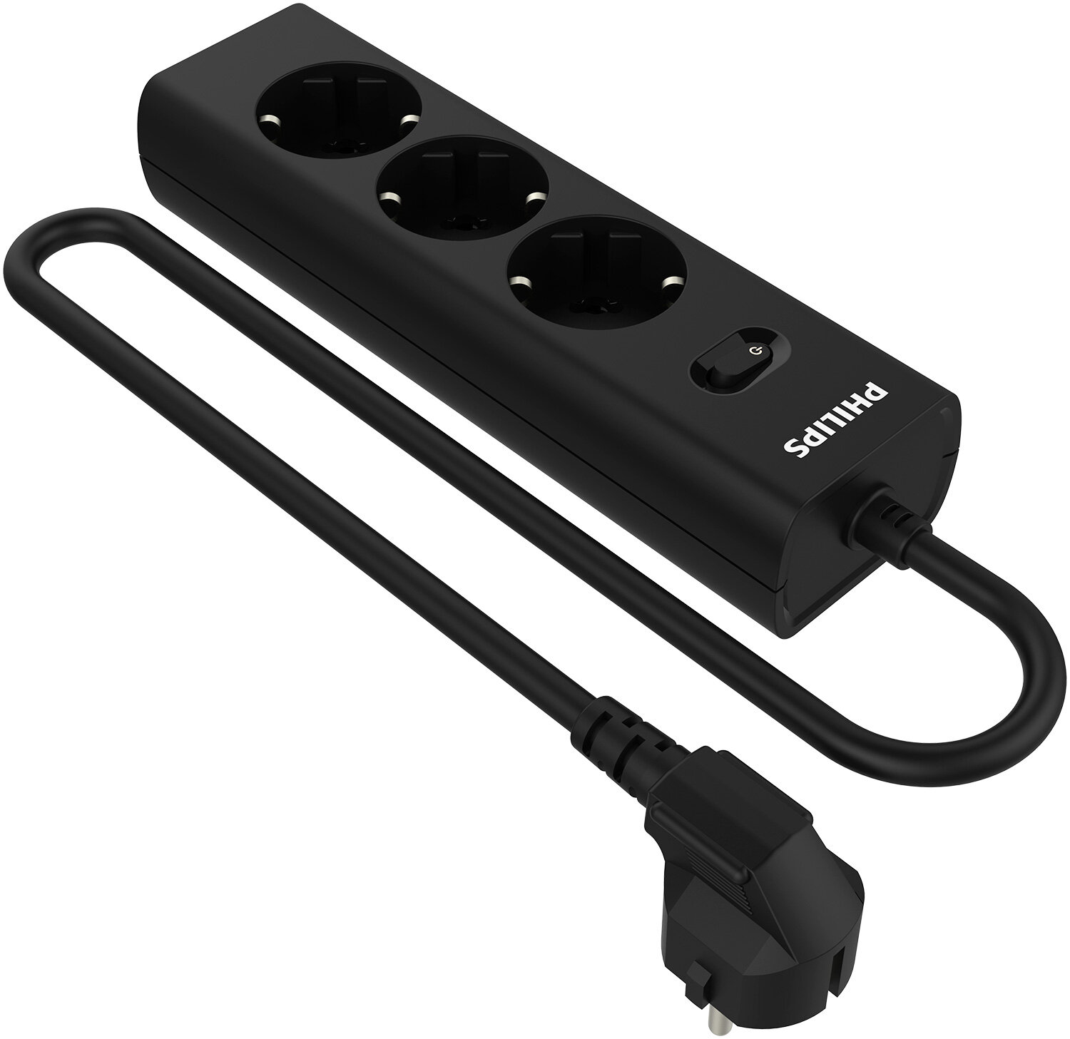 Сетевой фильтр Philips 3 розетки кабель - 2 м черный