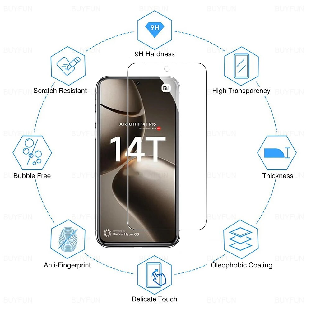 Закаленное стекло 9H для Xiaomi 14T Pro 2024, 6,67 дюйма, прозрачная пленка Mi 14 T 14Tpro Xiaomi14T Mi14T, защитная пленка для экрана от царапин, Clear-1Pcs, Закаленное стекло, for Xiaomi 14T — фото 1