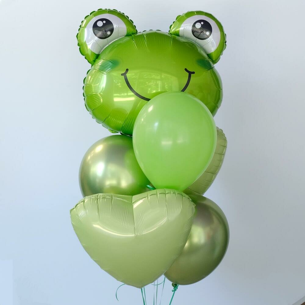 Сет воздушных шаров Королевство Праздника "Весёлая Лягушка", латекс, фольга, зелёные, 7 штук