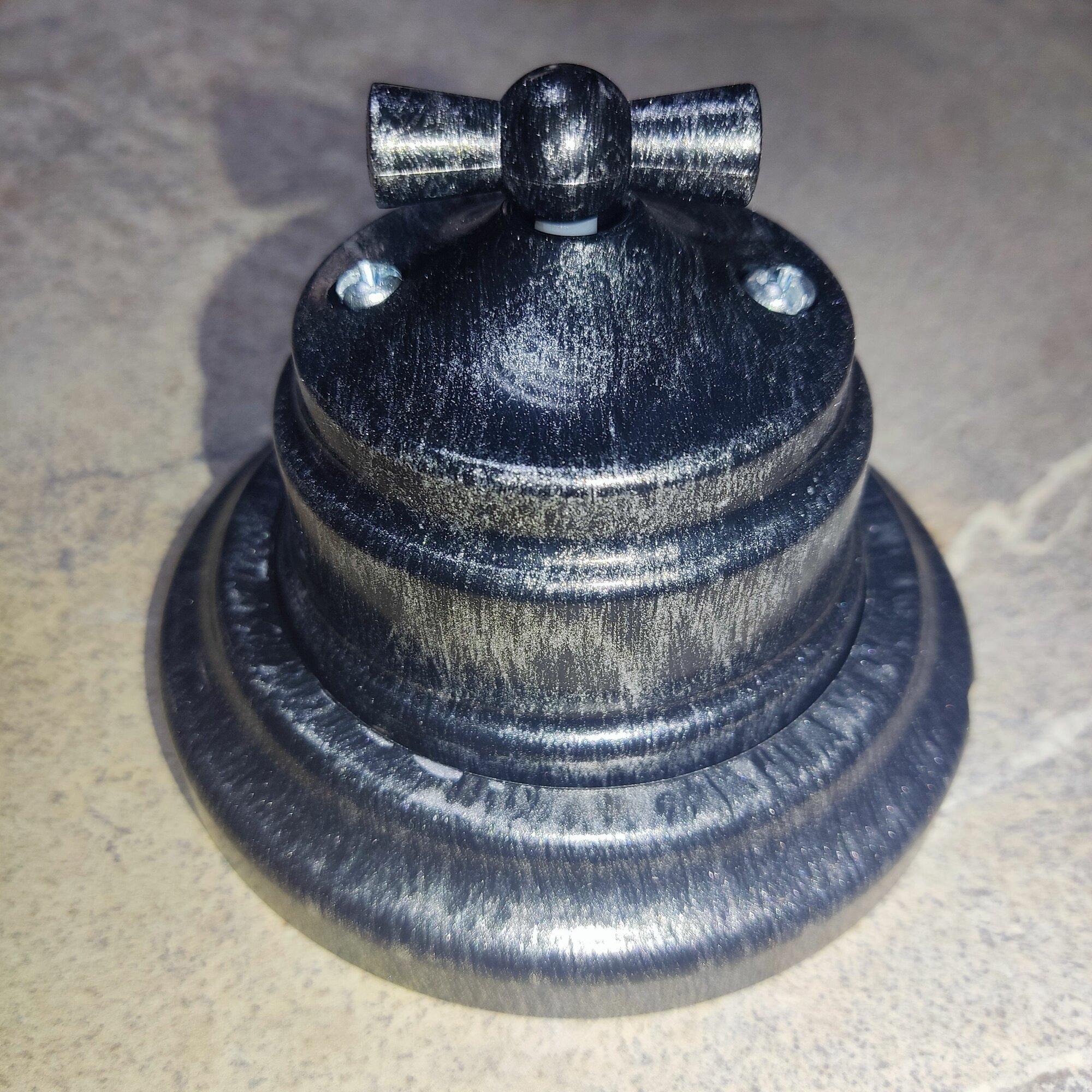 Выключатель 2-клавишный поворотный открытой установки Ретро с рамкой, цвет серебро