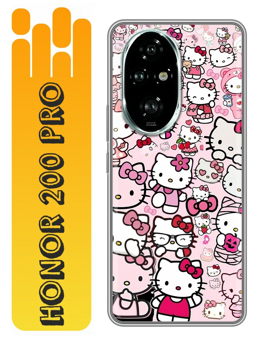 Чехол для Honor 200 Pro с принтом Hello Kitty Хеллоу Китти (Хонор 200 Про)