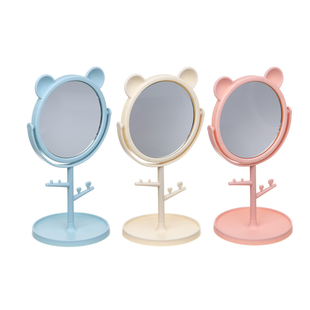 ЮНИLOOK Зеркало настольное с подставкой пластик стекло высота 20 см диаметр 105см 3 цвета (10