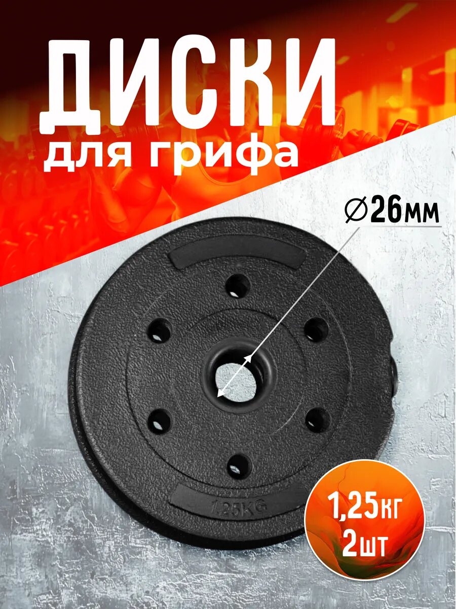 Комплект дисков для гантелей 2,5 кг. 1,25 кг 2 штуки.