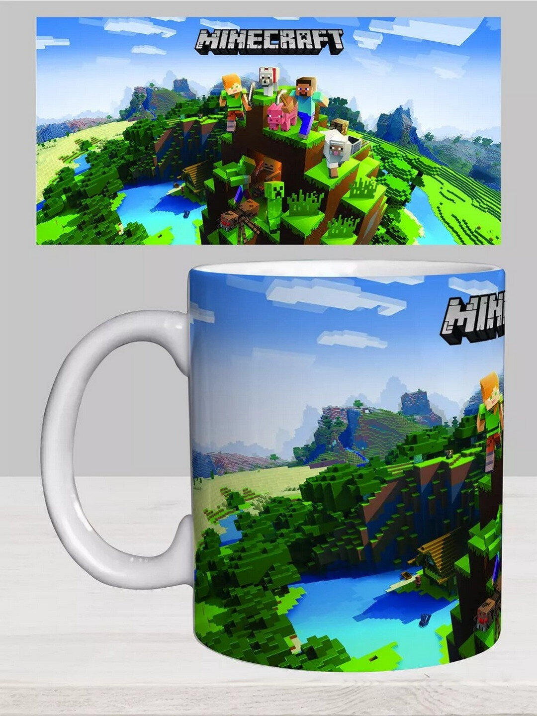 Кружка Minecraft, керамическая, подарочная, для чая/кофе, c принтом — фото 1