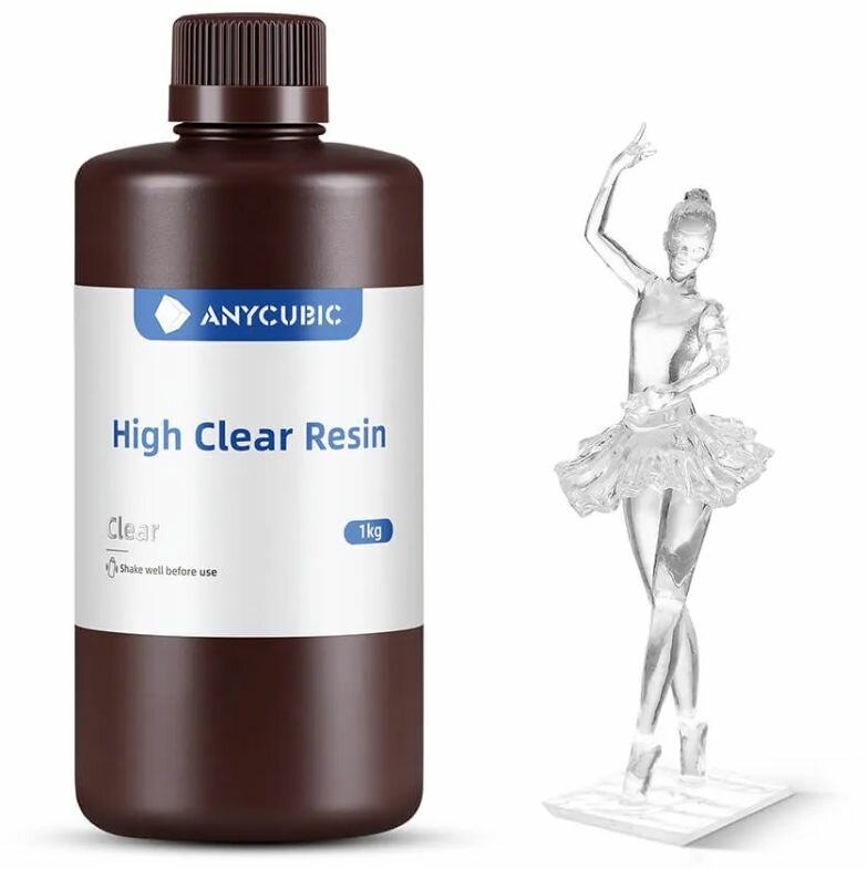 Фотополимерная смола Anycubic High Clear UV Resin 365-405 nm, прозрачная, (1 кг)