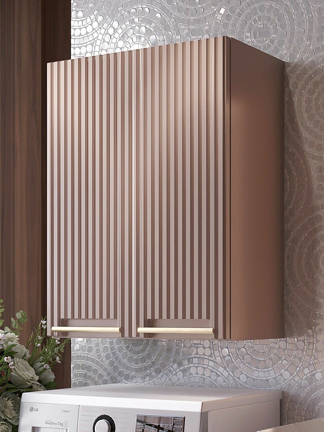 Шкаф в ванную навесной над стиральной машиной аквакрафт Bella мокко