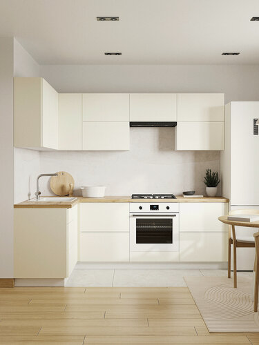 Изображение товара Кухонный гарнитур угловой Тандем 2.4х1.4 м, мебель для дома и кухни, Белый / Меланж