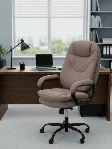 Изображение товара Кресло компьютерное офисное TetChair, на колесиках, с подлокотниками, ткань, бежевое