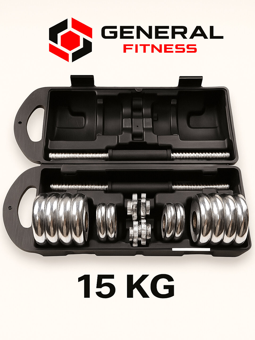 Набор гантелей 15кг, для тренировок дома и в зале, с металлическим диском 15