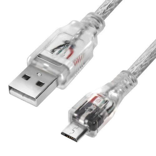 Кабель GCR USB - miniUSB (GCR-UM1M5P-BD2S +ферритовые кольца), 3 м, 1 шт., прозрачный бесцветный, прозрачный