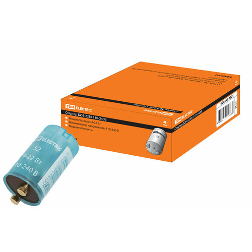 Стартер S2 4-22Вт 110-240В мед. контакты TDM 0351-0023, 1 штука