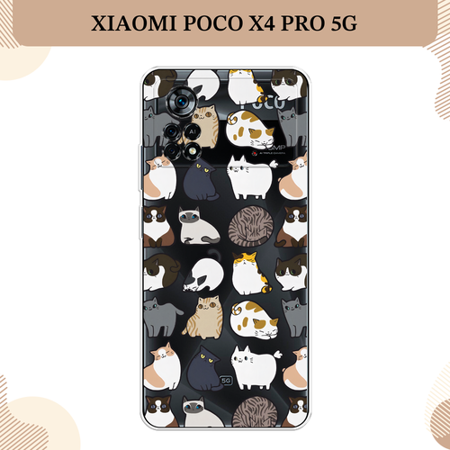 Силиконовый чехол Милые котики на Xiaomi Poco X4 Pro 5G / Поко X4 Про 5G, прозрачный силиконовый чехол на xiaomi poco x4 pro 5g поко x4 про 5g шкодливые котики прозрачный