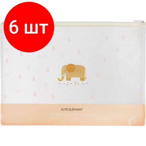 Комплект 6 штук, Папка-конверт на молнии Deli, EVA, А4, 4 дизайна в асс, 5990