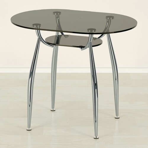 Изображение товара Стеклянный стол овальный Вокал-23 серый/хром (1000х600)
