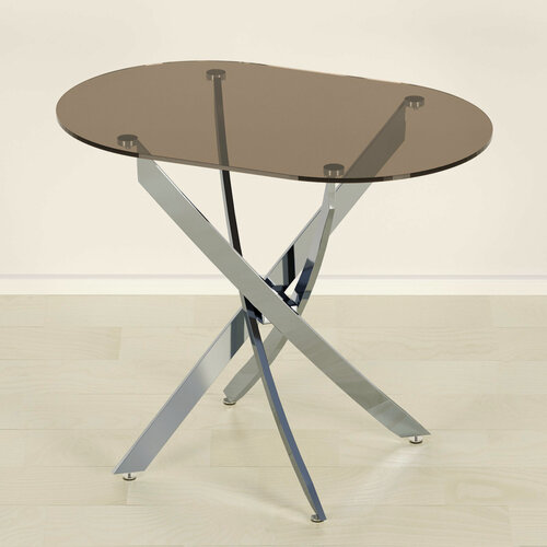 Изображение товара Стеклянный стол овальный Рим-23 бронза/хром (1200х750)