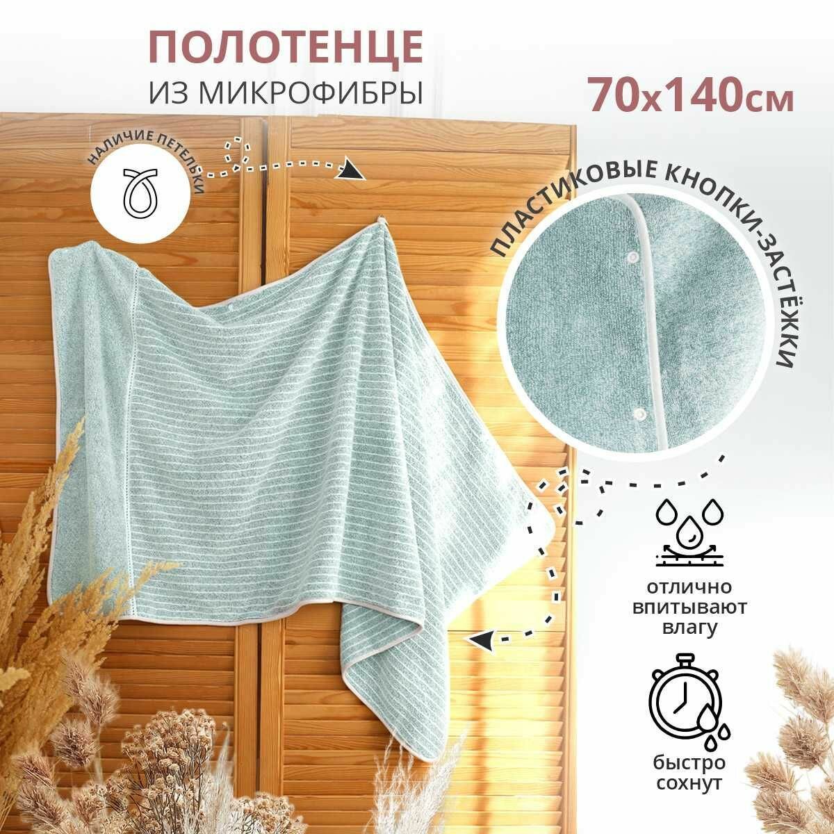 Килт  полотенце из микрофибры кнап 70 140 см мятный  Баня  подарок