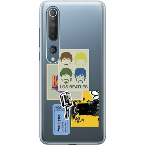 Силиконовый чехол на Xiaomi Mi 10, Сяоми Ми 10 с 3D принтом Beatles Stickers прозрачный силиконовый чехол на honor 10 хонор 10 с 3d принтом beatles stickers прозрачный