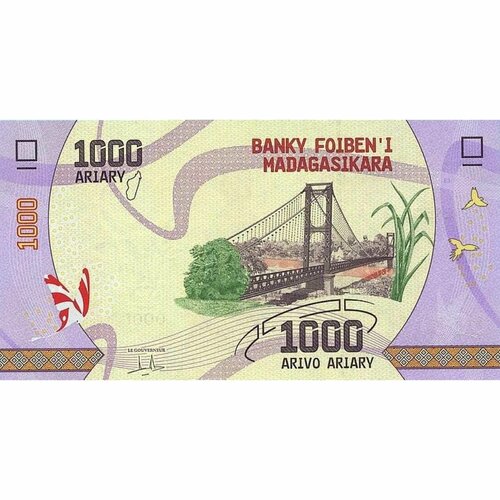 Банкнота 1000 ариари. Мадагаскар 2022 aUNC мадагаскар 1 франк 2002 г 2