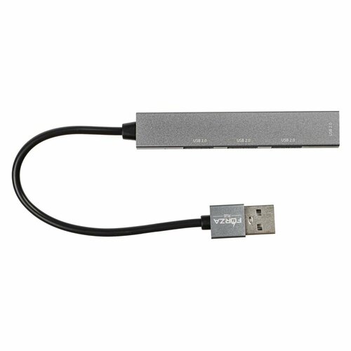 FORZA USB-хаб 4 в 1, 4xUSB 2.0, штекер USB, корпус металлик