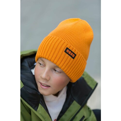 фото Шапка бини orso bianco, размер 54, оранжевый