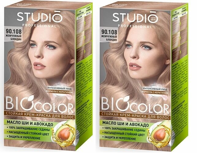 Studio Professional Essem Hair Краска для волос "BIOcolor", тон 90.108 Жемчужный блондин, 50/50/15 мл, 2 уп